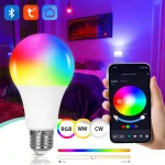 AC 220V 110V Tuya Smart Bluetooth LED Light Bulb E27 9W RGB Lamp Dimmable APP Control Smart Bulb For Home Room Decoration
